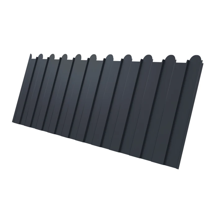 Профнастил фигурный C8 0.45 Полиэстер RAL 7024 Мокрый асфальт